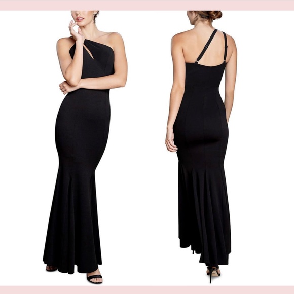 NEW $208 Dress The‎ Population [ Small ] Ellis Asymmetrical Keyhole Gown - Picture 1 of 15
